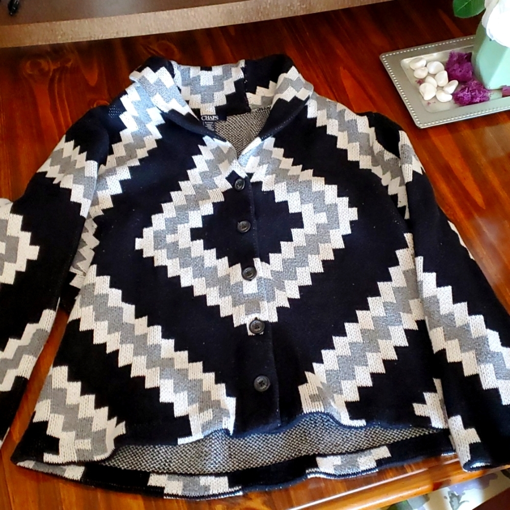 Chaps tribal print sweater